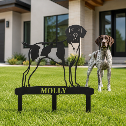 Personalized German Shorthaired Pointer Garden Metal Sign With Stakes