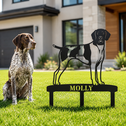 Personalized German Shorthaired Pointer Garden Metal Sign With Stakes