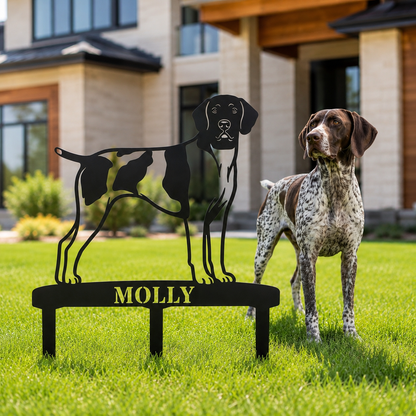 Personalized German Shorthaired Pointer Garden Metal Sign With Stakes