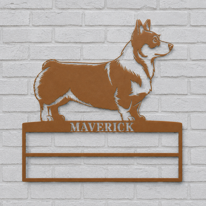 Personalized Corgi Rosette Name Metal Sign Champion Name Display.