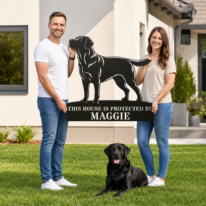 Personalized Labrador Retriever Guard Metal Sign. Custom Dog Name Wall Decor