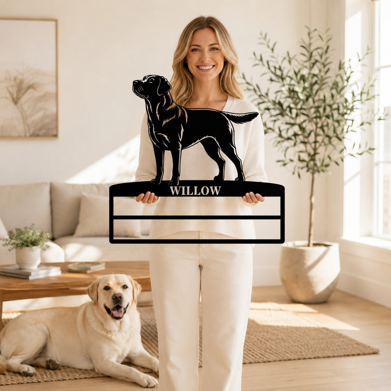 Personalized Labrador Retriever Rosette Metal Sign Champion Display