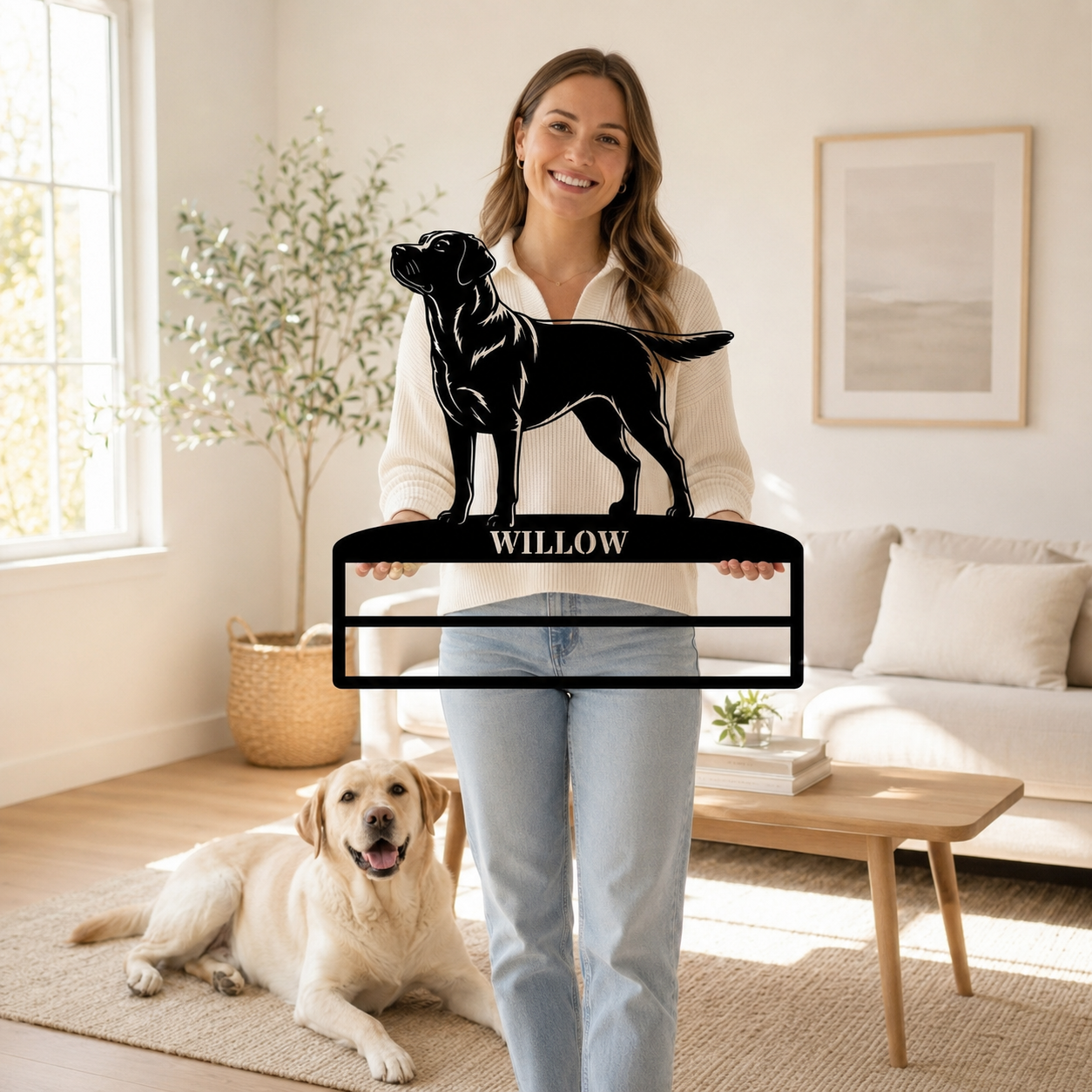 Personalized Labrador Retriever Rosette Metal Sign Champion Display