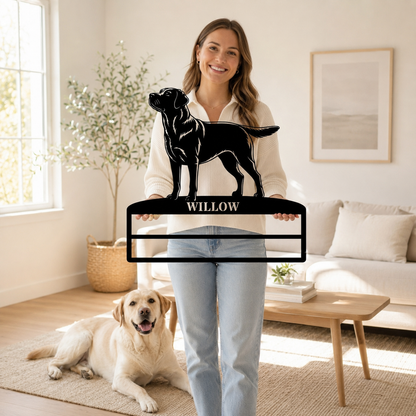 Personalized Labrador Retriever Rosette Metal Sign Champion Display