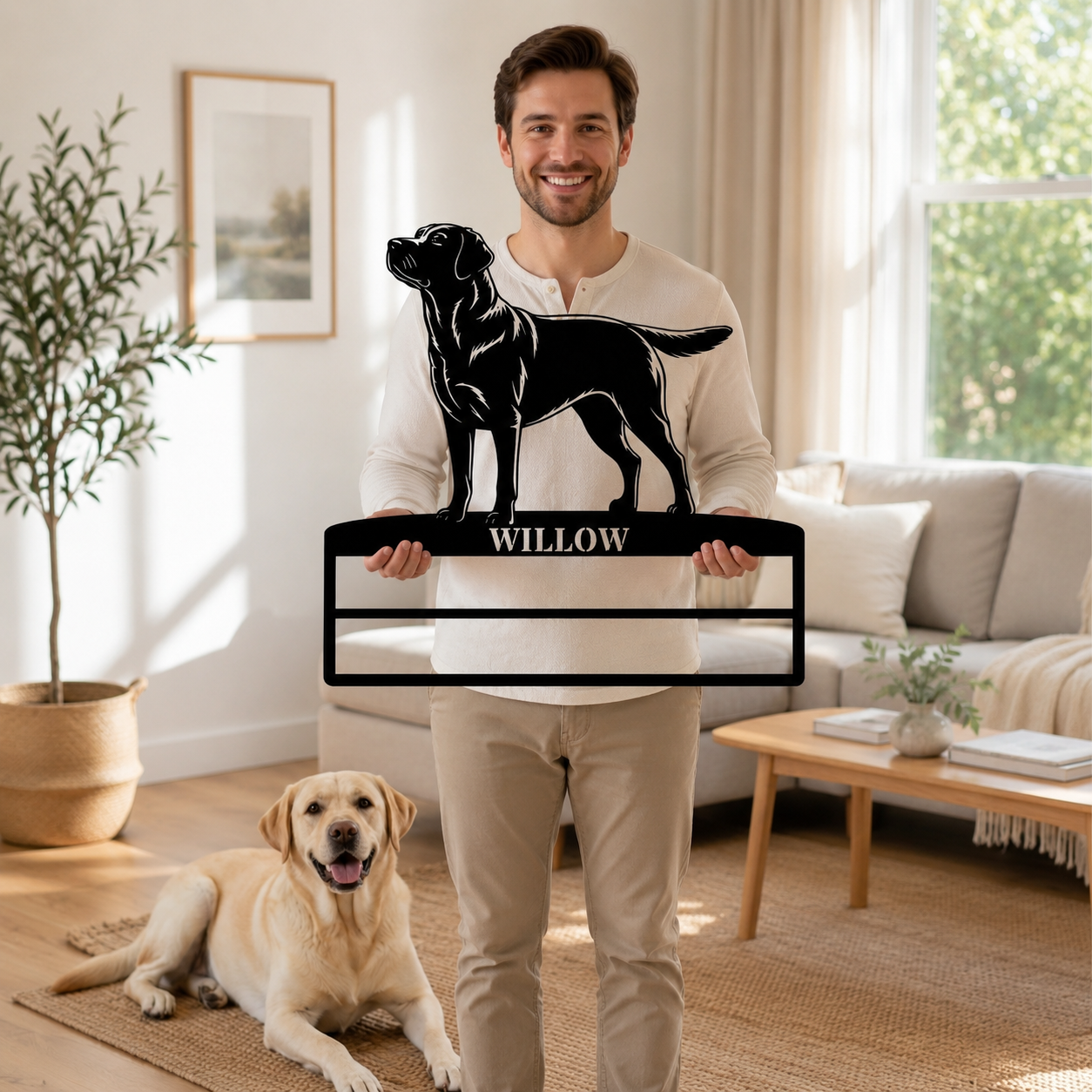 Personalized Labrador Retriever Rosette Metal Sign Champion Display