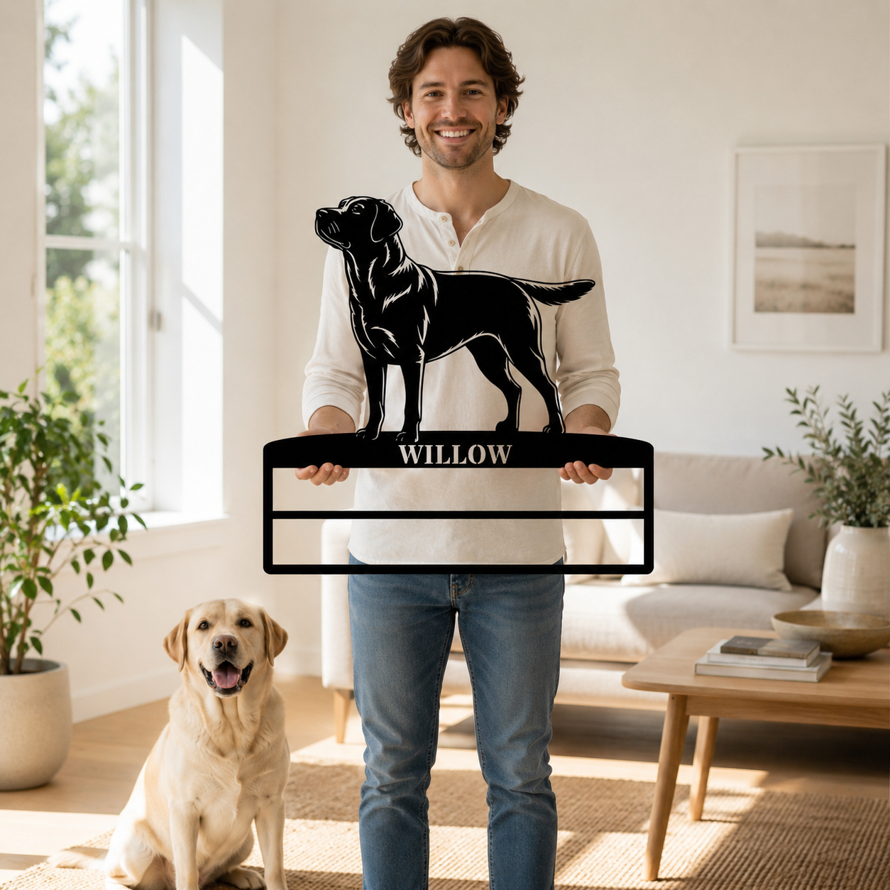 Personalized Labrador Retriever Rosette Metal Sign Champion Display