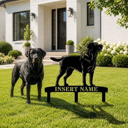 Personalized Labrador Retriever Garden Metal Sign With Stakes. Custom Dog Name Gift