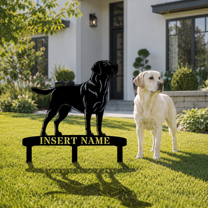 Personalized Labrador Retriever Garden Metal Sign With Stakes. Custom Dog Name Gift