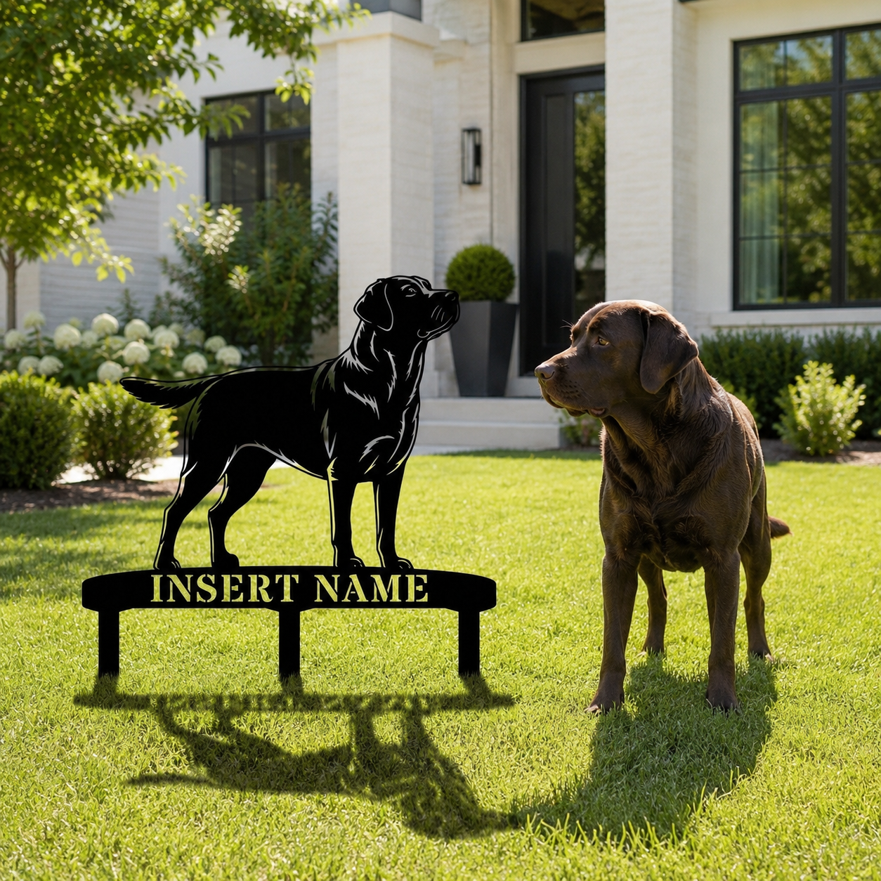 Personalized Labrador Retriever Garden Metal Sign With Stakes. Custom Dog Name Gift