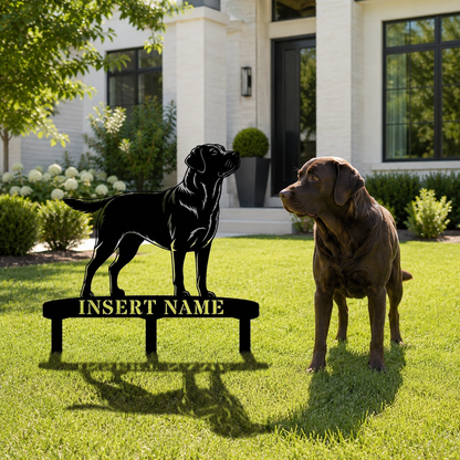 Personalized Labrador Retriever Garden Metal Sign With Stakes. Custom Dog Name Gift