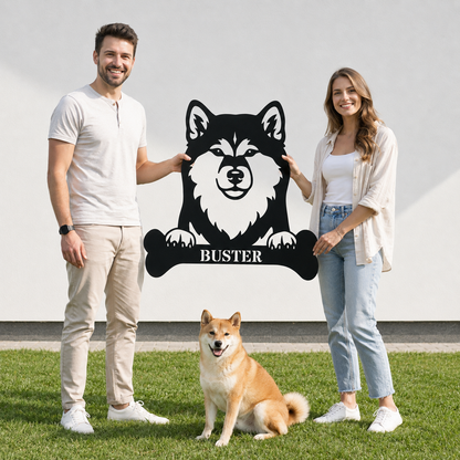 Personalized Shiba Inu Dog Bone Name Metal Sign. Funny Custom Dog Wall Decor Gift