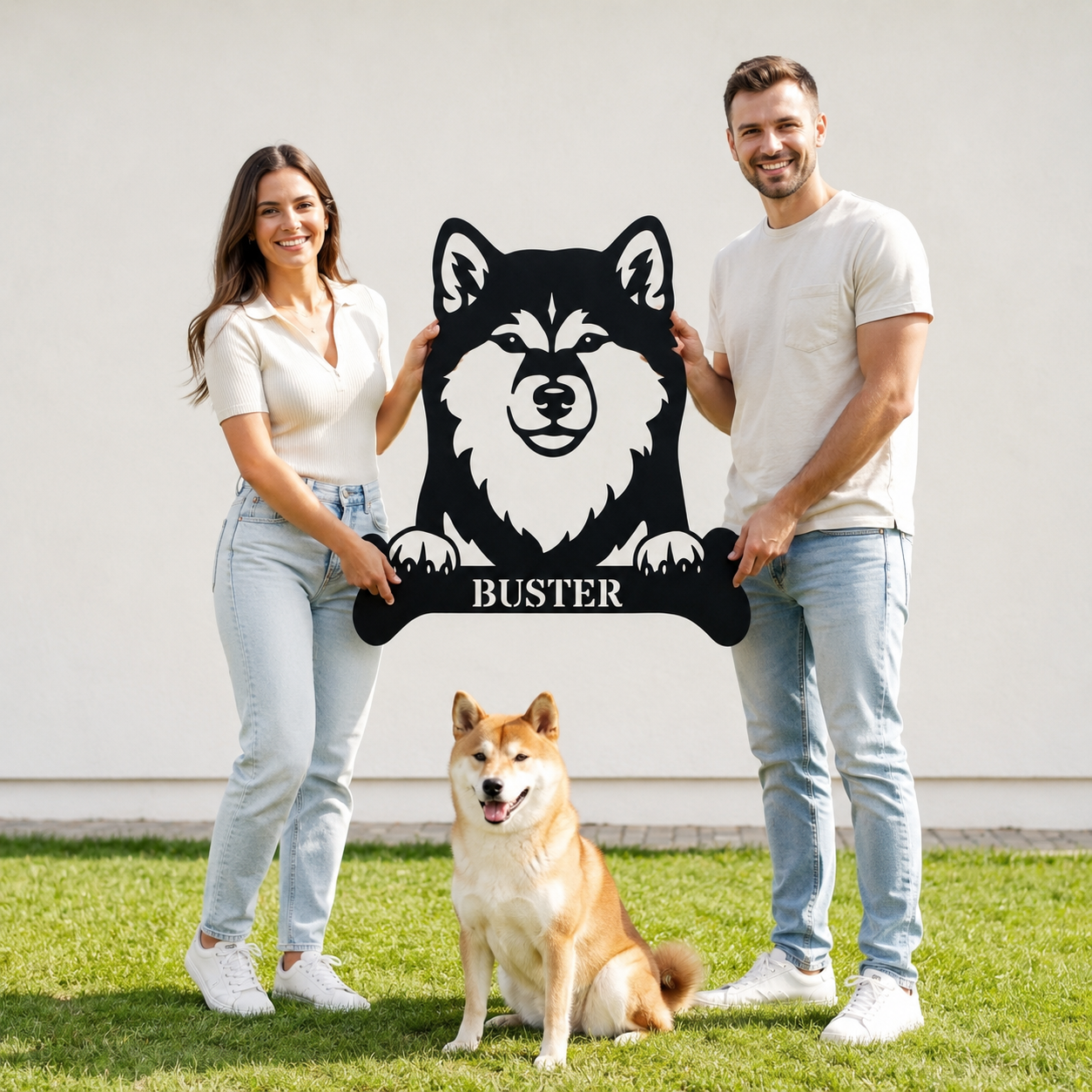 Personalized Shiba Inu Dog Bone Name Metal Sign. Funny Custom Dog Wall Decor Gift