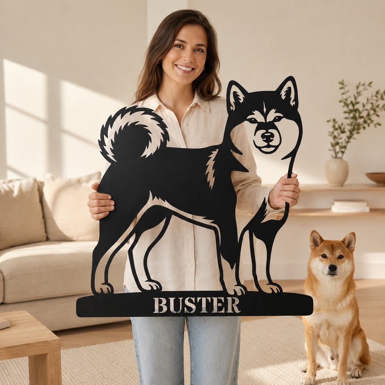 Personalized Shiba Inu Name Metal Sign. Custom Dog Owner Wall Decor Gift