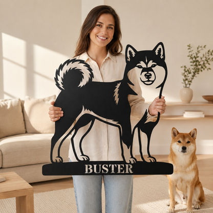 Personalized Shiba Inu Name Metal Sign. Custom Dog Owner Wall Decor Gift