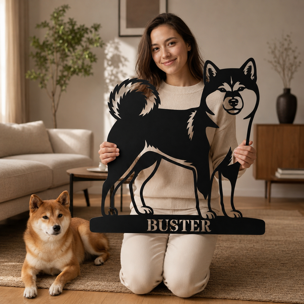 Personalized Shiba Inu Name Metal Sign. Custom Dog Owner Wall Decor Gift