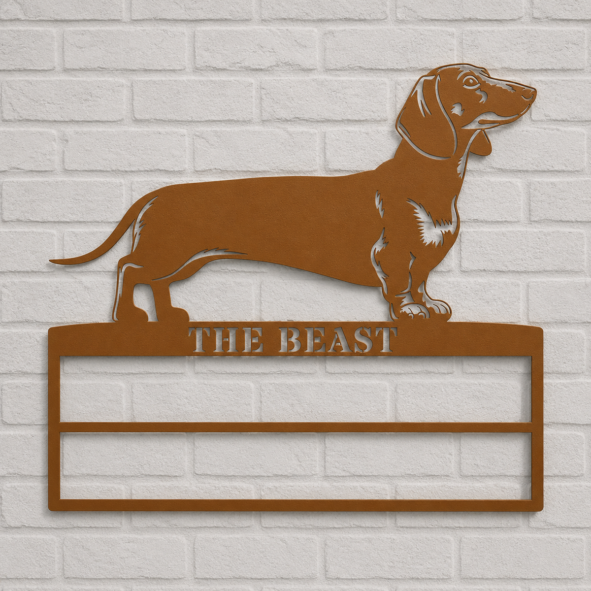 Personalized Dachshund Rosette Metal Sign Champion Display