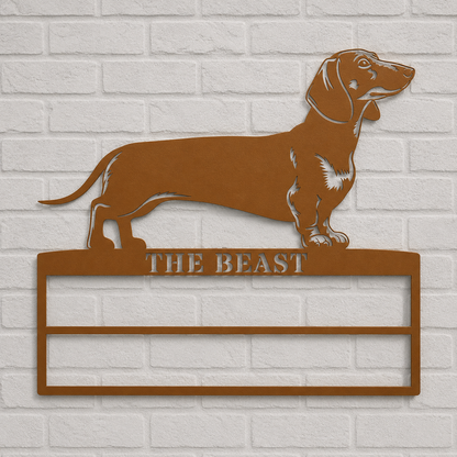 Personalized Dachshund Rosette Metal Sign Champion Display