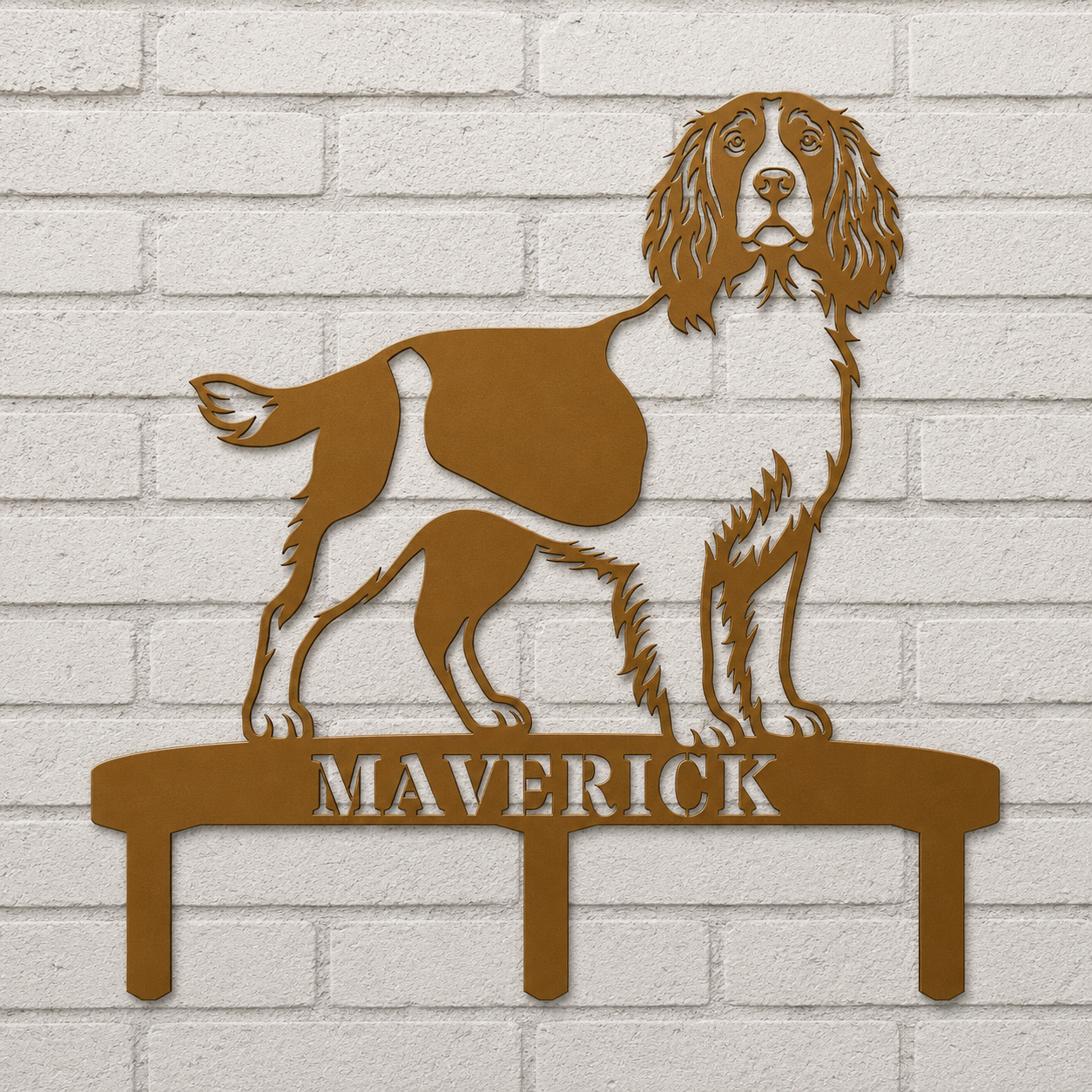 Personalized English Springer Spaniel Garden Metal Sign With Stakes. Custom Dog Lover Name Gift