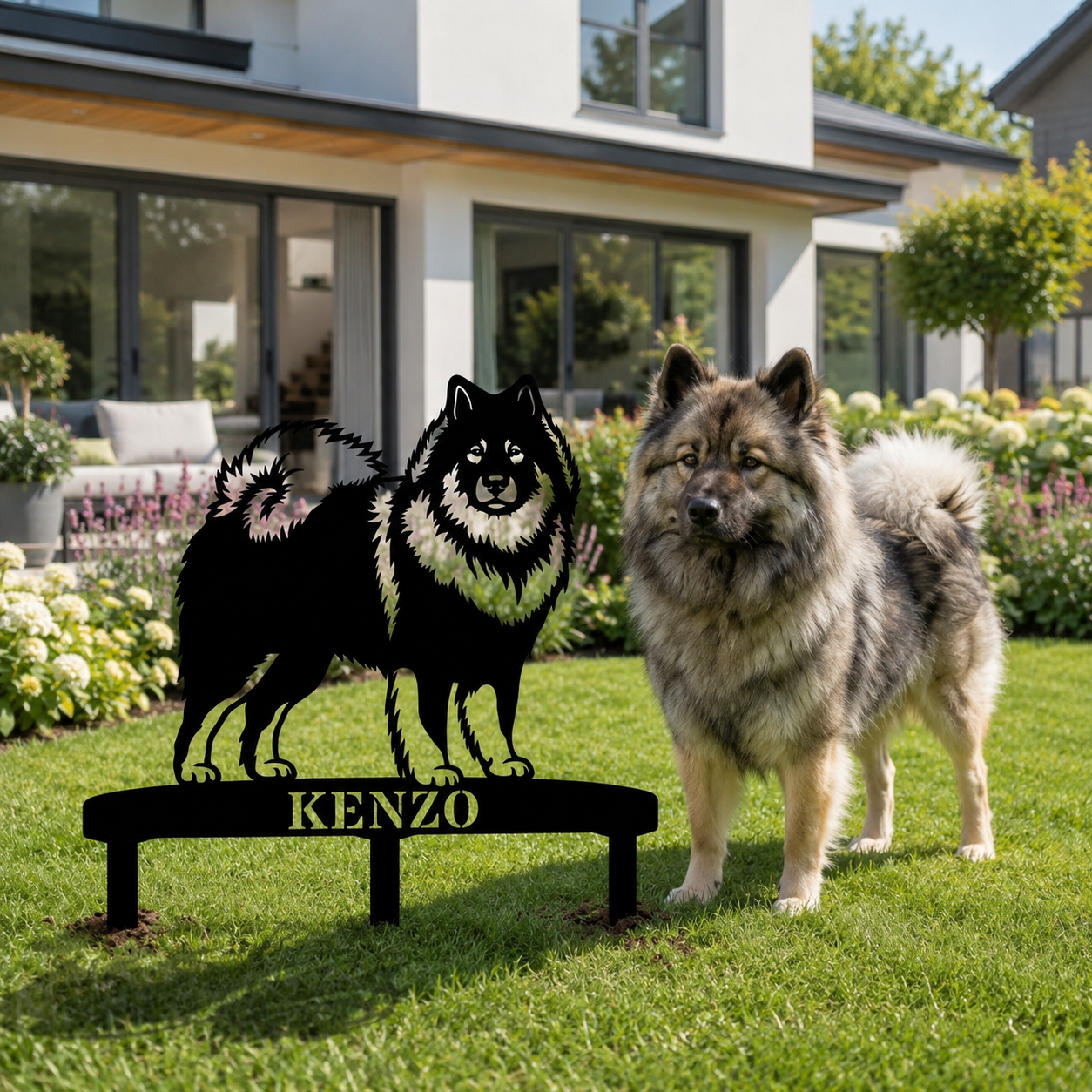 Personalized Eurasier Garden Metal Sign With Stakes. Custom Dog Lover Name Gift