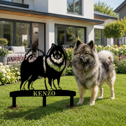 Personalized Eurasier Garden Metal Sign With Stakes. Custom Dog Lover Name Gift
