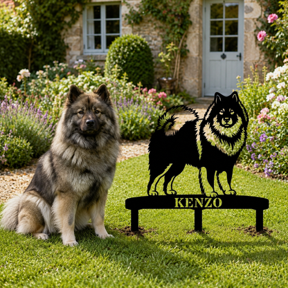 Personalized Eurasier Garden Metal Sign With Stakes. Custom Dog Lover Name Gift