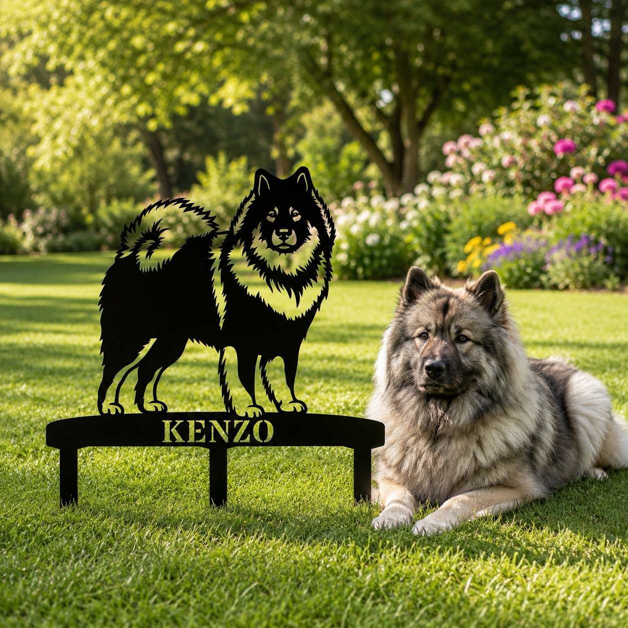 Personalized Eurasier Garden Metal Sign With Stakes. Custom Dog Lover Name Gift
