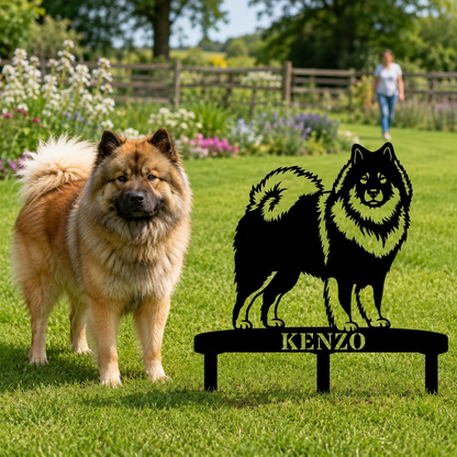 Personalized Eurasier Garden Metal Sign With Stakes. Custom Dog Lover Name Gift