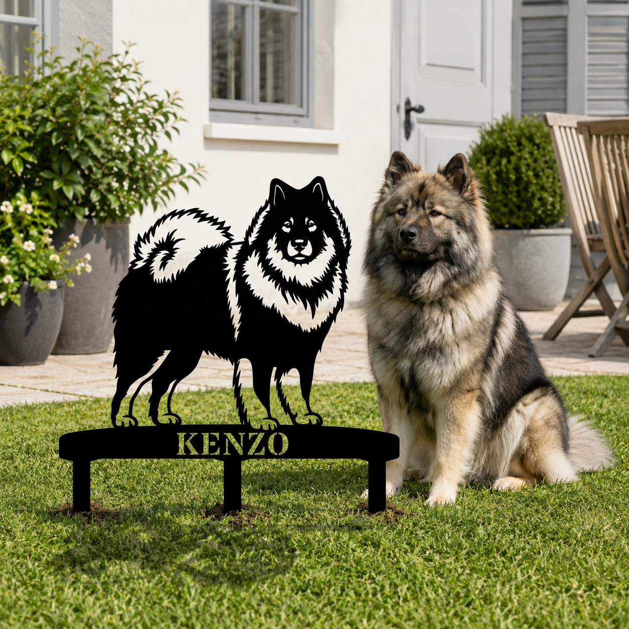 Personalized Eurasier Garden Metal Sign With Stakes. Custom Dog Lover Name Gift