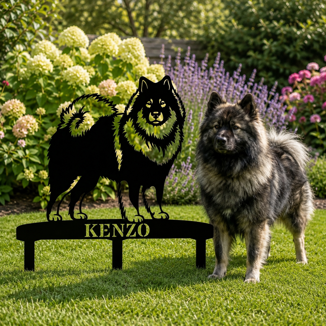 Personalized Eurasier Garden Metal Sign With Stakes. Custom Dog Lover Name Gift