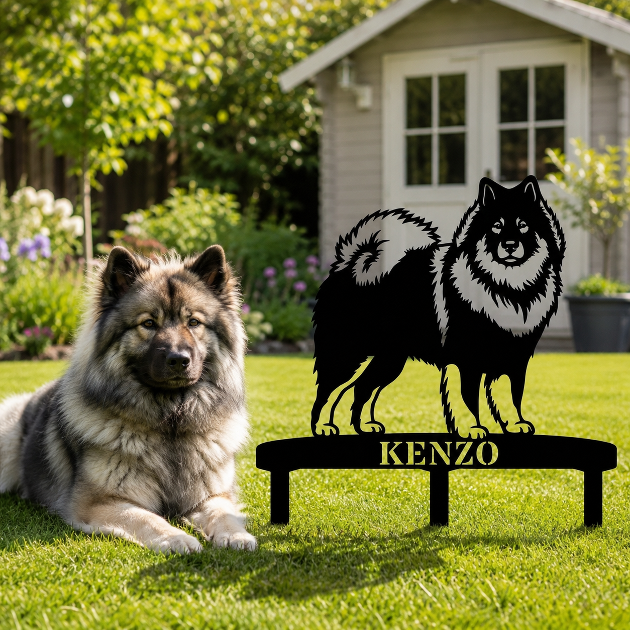 Personalized Eurasier Garden Metal Sign With Stakes. Custom Dog Lover Name Gift