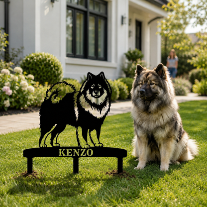 Personalized Eurasier Garden Metal Sign With Stakes. Custom Dog Lover Name Gift