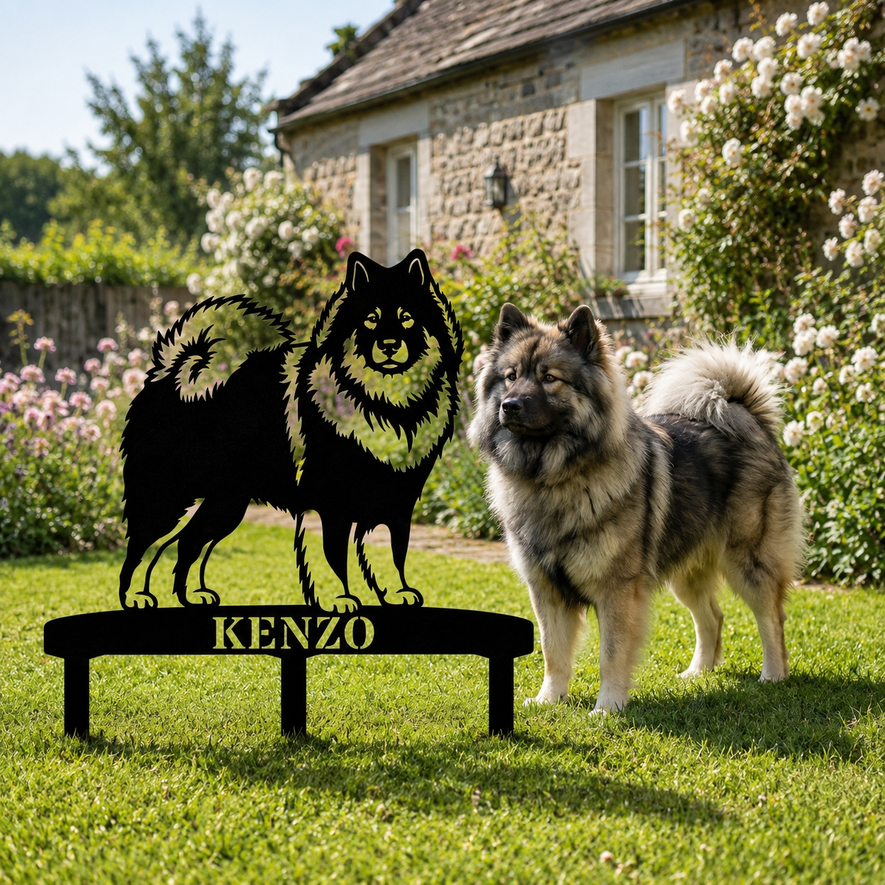 Personalized Eurasier Garden Metal Sign With Stakes. Custom Dog Lover Name Gift