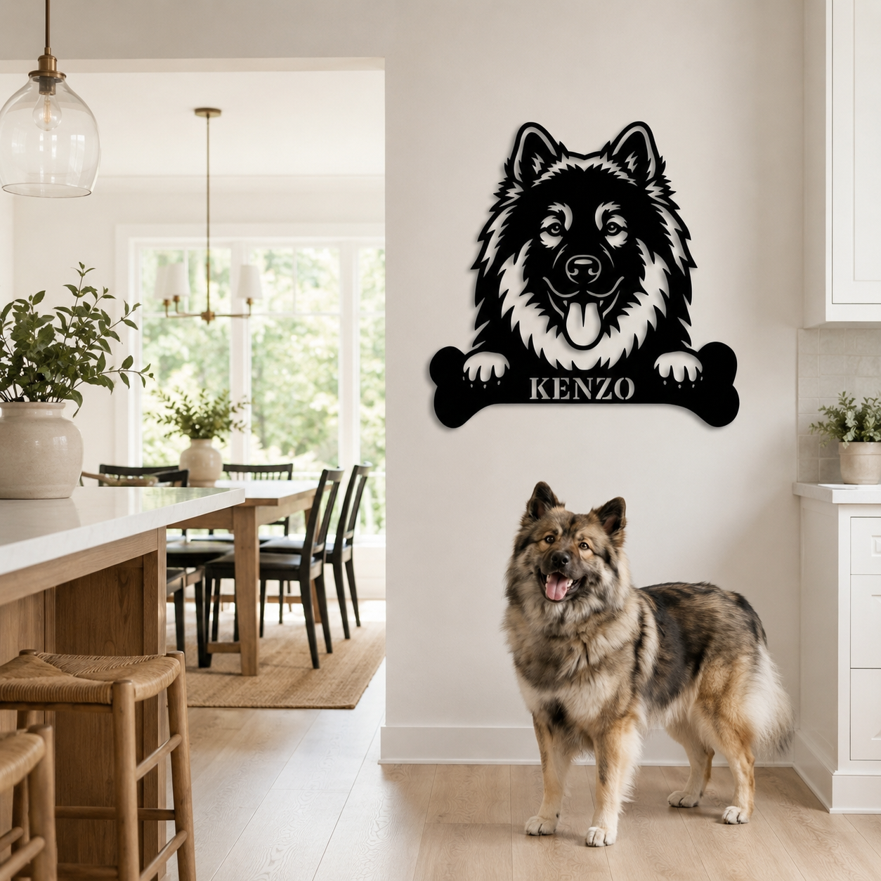 Personalized Eurasier With Bone Metal Sign Gift. Custom Dog Name Decor