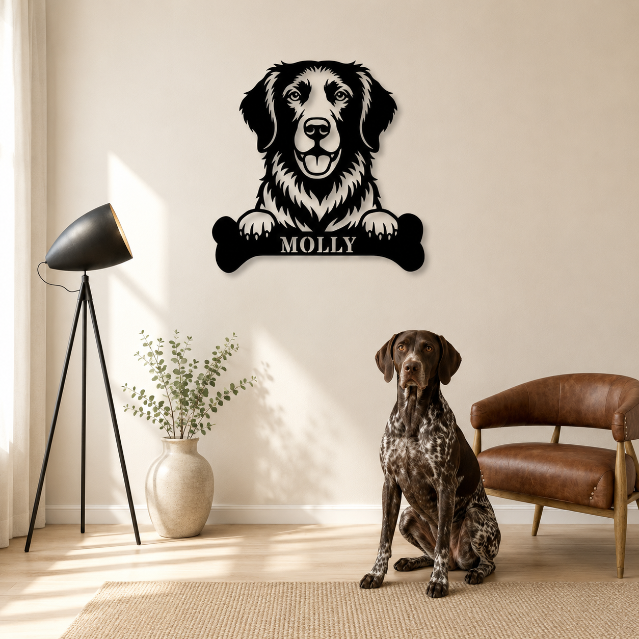 Personalized German Shorthaired Pointer With Bone Metal Sign
