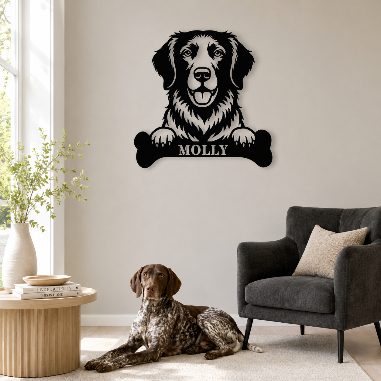 Personalized German Shorthaired Pointer With Bone Metal Sign