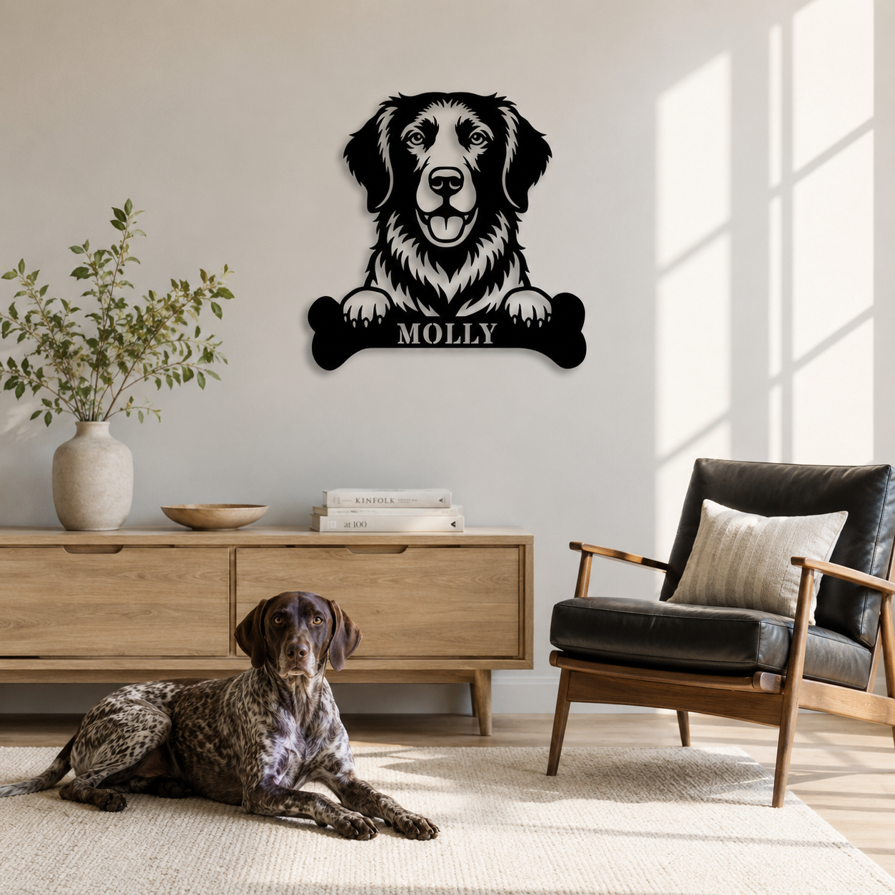 Personalized German Shorthaired Pointer With Bone Metal Sign
