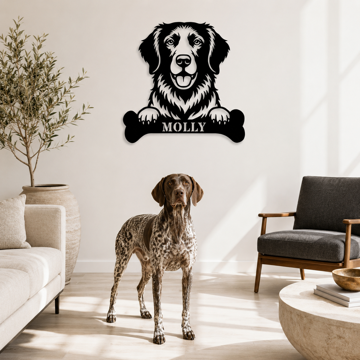 Personalized German Shorthaired Pointer With Bone Metal Sign