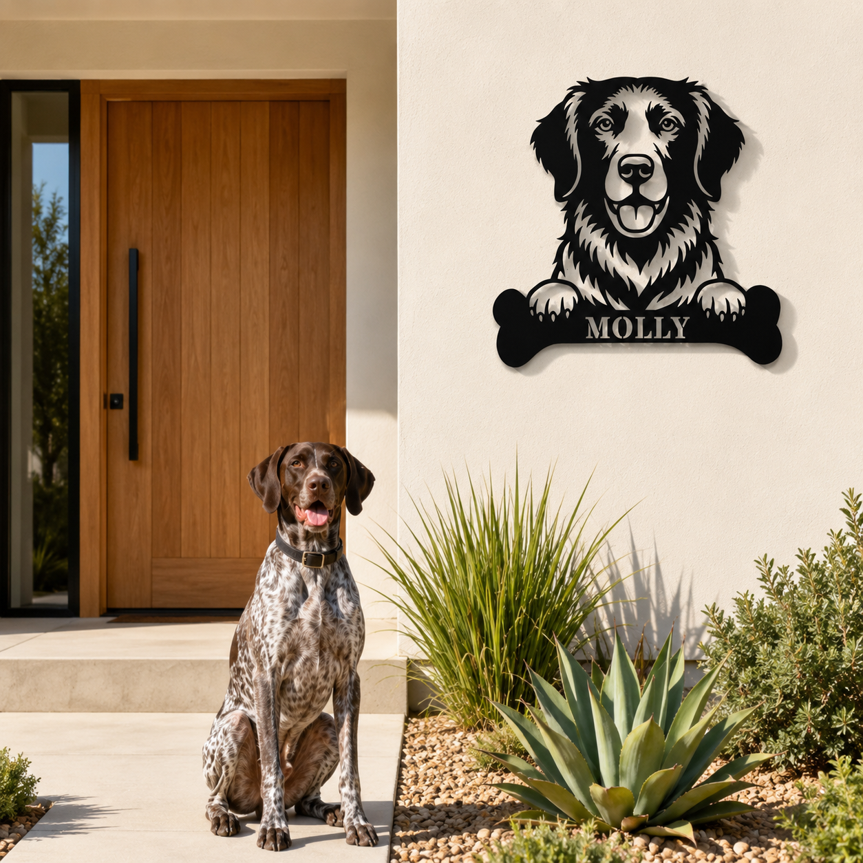 Personalized German Shorthaired Pointer With Bone Metal Sign