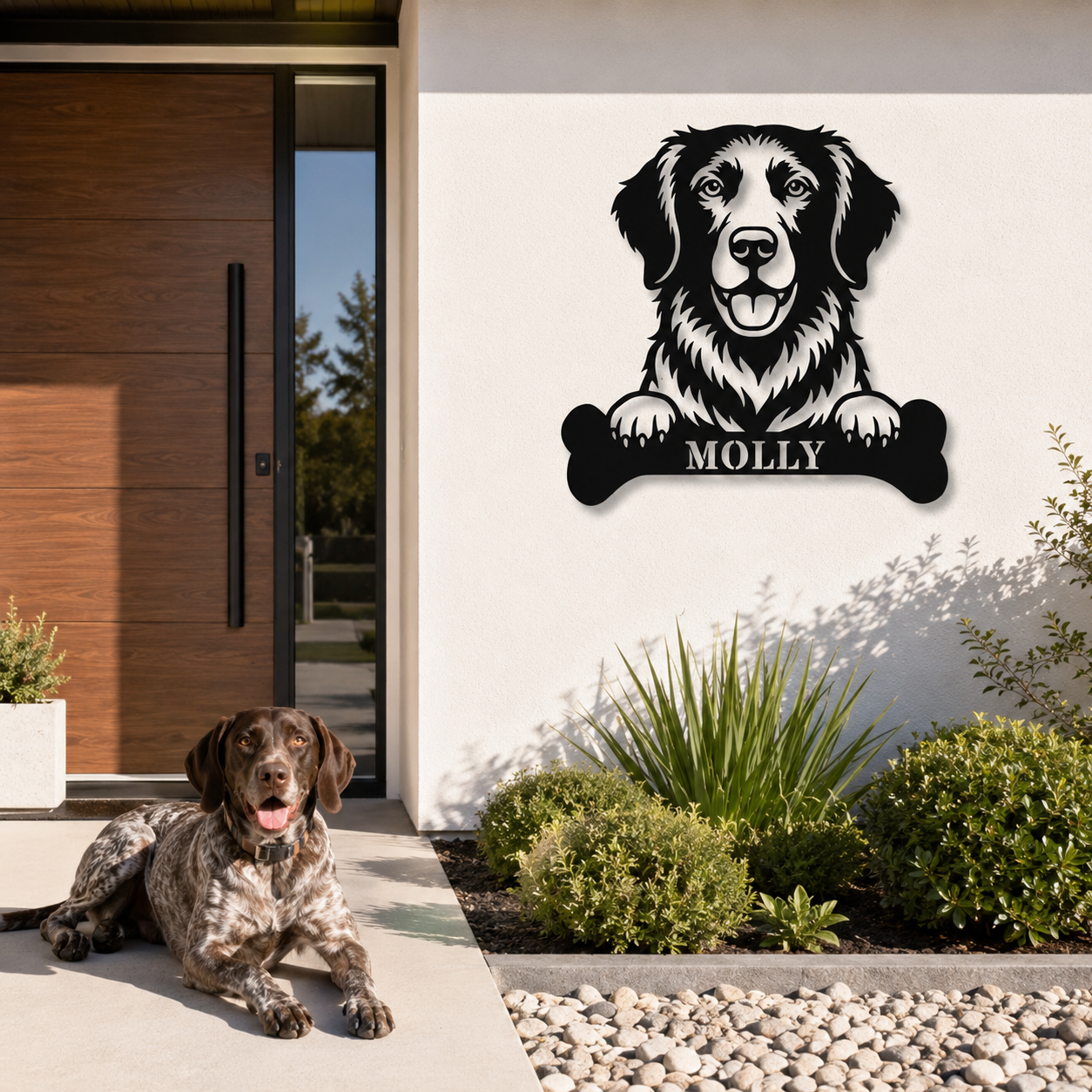 Personalized German Shorthaired Pointer With Bone Metal Sign