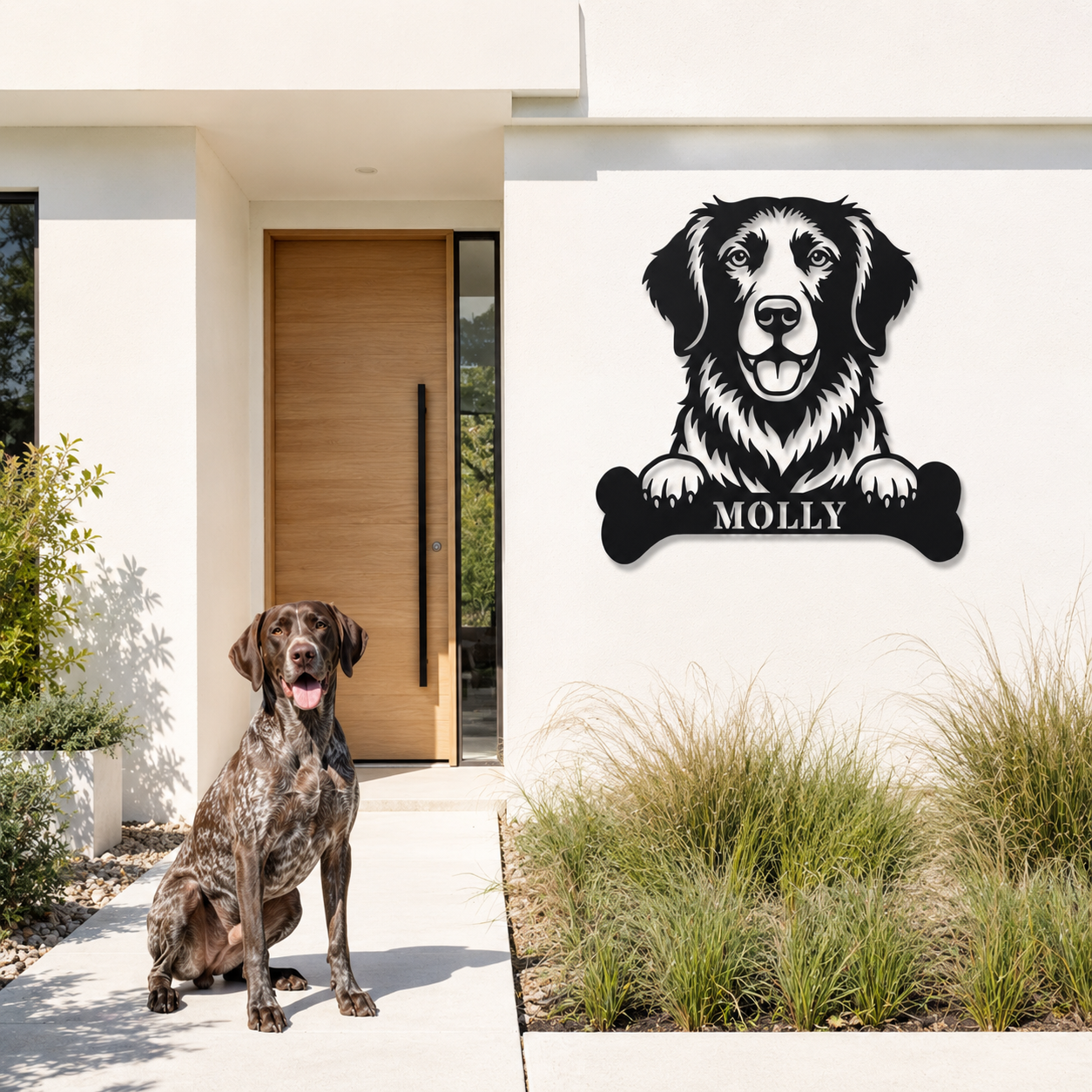Personalized German Shorthaired Pointer With Bone Metal Sign