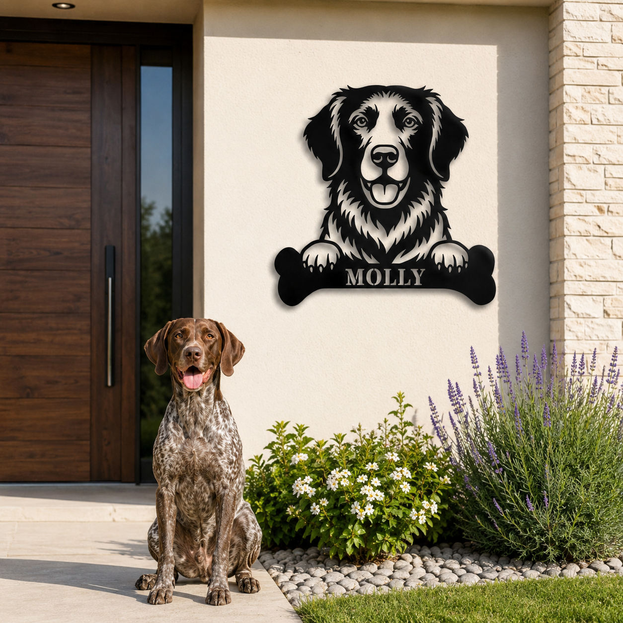 Personalized German Shorthaired Pointer With Bone Metal Sign