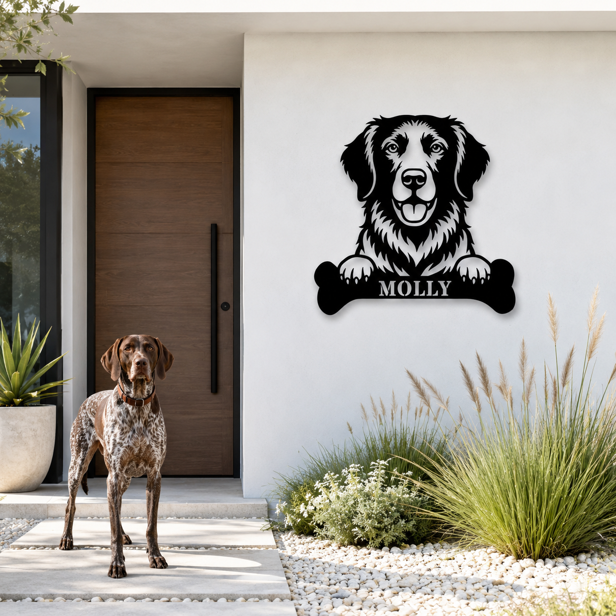Personalized German Shorthaired Pointer With Bone Metal Sign
