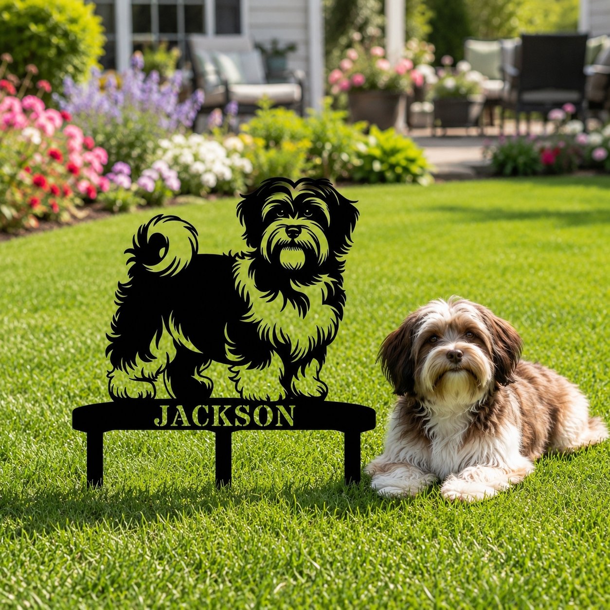 Personalized Havanese Garden Metal Sign With Stakes. Custom Dog Lover Name Gift
