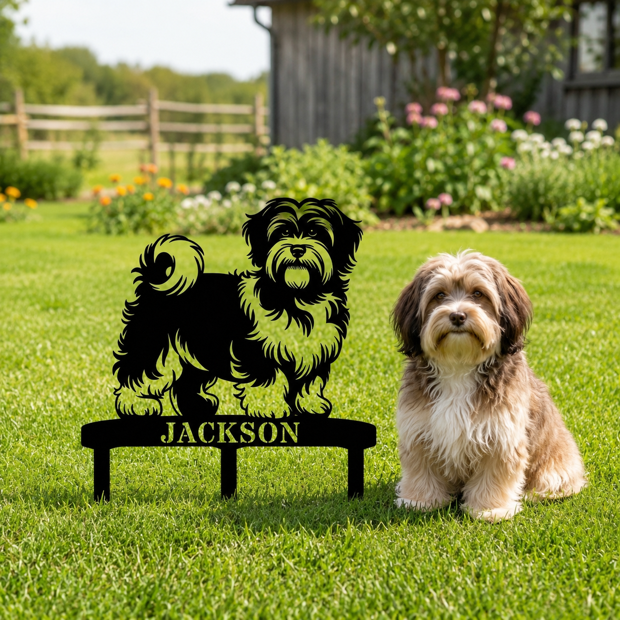 Personalized Havanese Garden Metal Sign With Stakes. Custom Dog Lover Name Gift