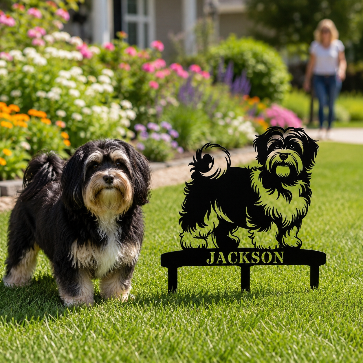 Personalized Havanese Garden Metal Sign With Stakes. Custom Dog Lover Name Gift