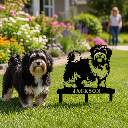 Personalized Havanese Garden Metal Sign With Stakes. Custom Dog Lover Name Gift