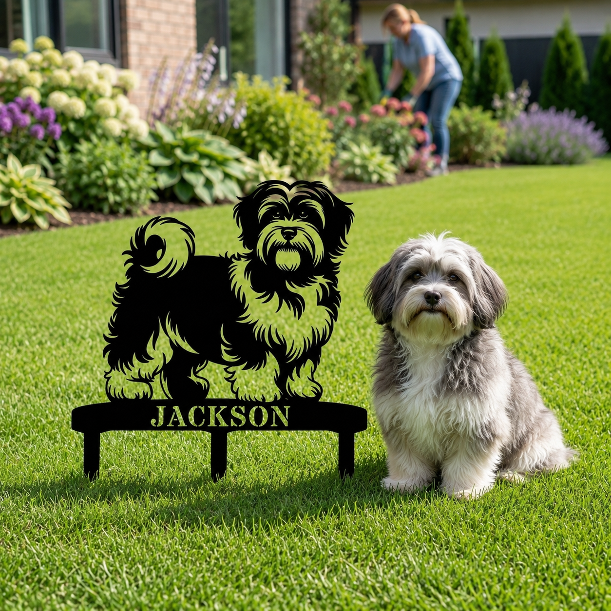 Personalized Havanese Garden Metal Sign With Stakes. Custom Dog Lover Name Gift