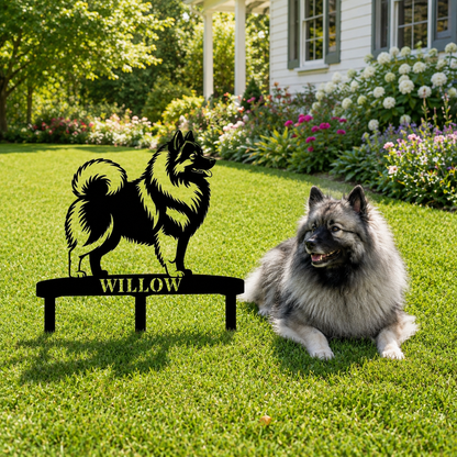 Personalized Wolfspitz Garden Metal Sign With Stakes. Custom Dog Keeshond Name Decor Name Gift