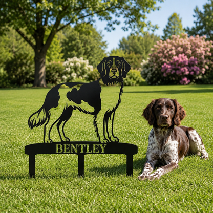 Personalized Small Munsterlander Garden Metal Sign With Stakes. Custom Dog Lover Name Gift