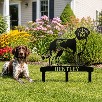 Personalized Small Munsterlander Garden Metal Sign With Stakes. Custom Dog Lover Name Gift